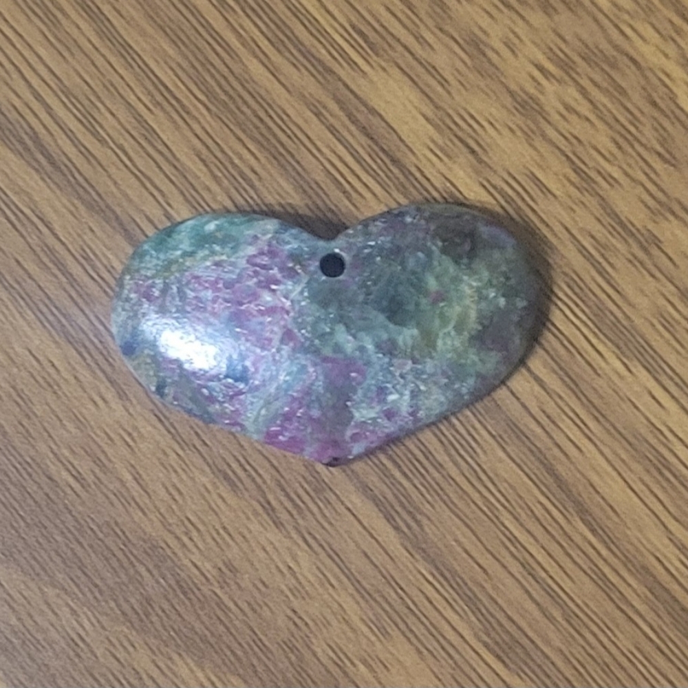 Drilled Natural Ruby In Fuschite Heart Pendant - image 6